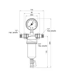 Самопромывной фильтр ICMA №751 с манометром, 1/2″ x 1/2″, для закрытых систем, с накидной гайкой — фото 2