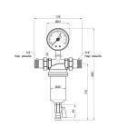 Самопромывной фильтр ICMA №751 с манометром, 3/4″ x 3/4″, для закрытых систем, с накидной гайкой — фото 2