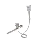 Смеситель для ванны Lidz Kubis 005 с поворотным изливом (с душевым гарнитуром) LDKUB005NKS28537 Никель — фото 3