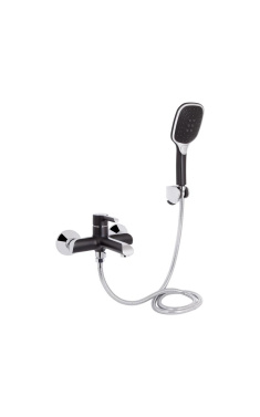 Змішувач для ванни Qtap Grand (з душовим гарнітуром) QTGRABCR006 Chrome/Black