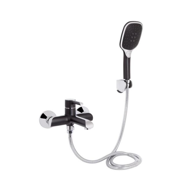 Змішувач для ванни Qtap Grand (з душовим гарнітуром) QTGRABCR006 Chrome/Black фото - 1