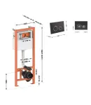 Комплект: Qtap Nest ST Инсталляция для унитаза 4 в 1 (Клавиша смыва 150x220x13 мм, Matt Black, круглая) фото - 2