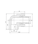 Полипропиленовый уголок PPR 90° 20×1/2″ с наружной резьбой, белый Blue Ocean — фото 2