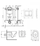 Готовое решение Qtap для ванной комнаты: подвесной унитаз  Swan Rimless 520х360х320 + комплект инсталляции Nest 4 в 1 (квадратная клавиша Satin) фото - 2