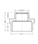 З'єднання різьбове - ніпель латунний редукційний 1″ х 1/2″ (жовт) SD4082515 SD Plus фото - 2