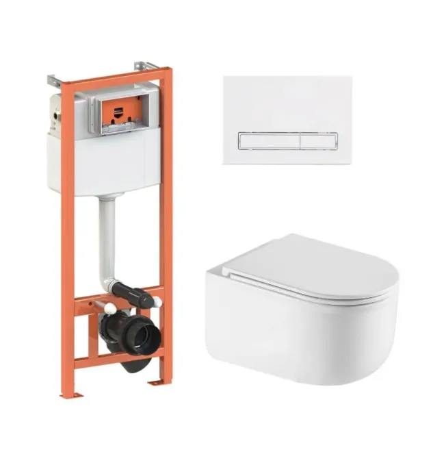 Готове рішення Qtap для ванної кімнати: підвісний унітаз Taurus Ultra Quiet 485×360×350 + комплект інсталяції Nest 4 в 1 (лінійна клавіша White) фото - 1