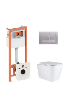Готове рішення Qtap для ванної кімнати: підвісний унітаз Tern Ultra Quiet 525x345x360 + комплект інсталяції Nest 4 в 1 (квадратна клавіша Satin)