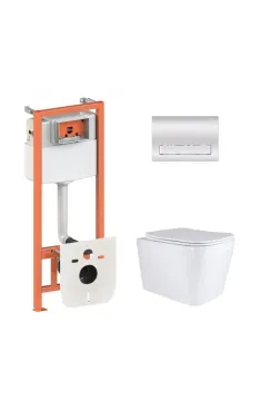 Готове рішення Qtap для ванної кімнати: підвісний унітаз Tern Ultra Quiet 525x345x360 + комплект інсталяції Nest 4 в 1 (лінійна клавіша Chrome)