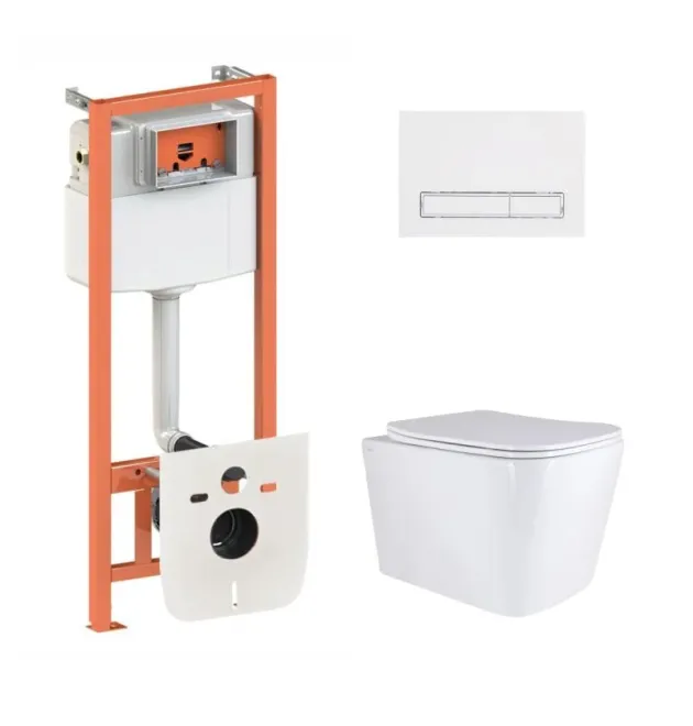 Готове рішення Qtap для ванної кімнати: підвісний унітаз Tern Ultra Quiet 525x345x360 + комплект інсталяції Nest 4 в 1 (лінійна клавіша White) фото - 1