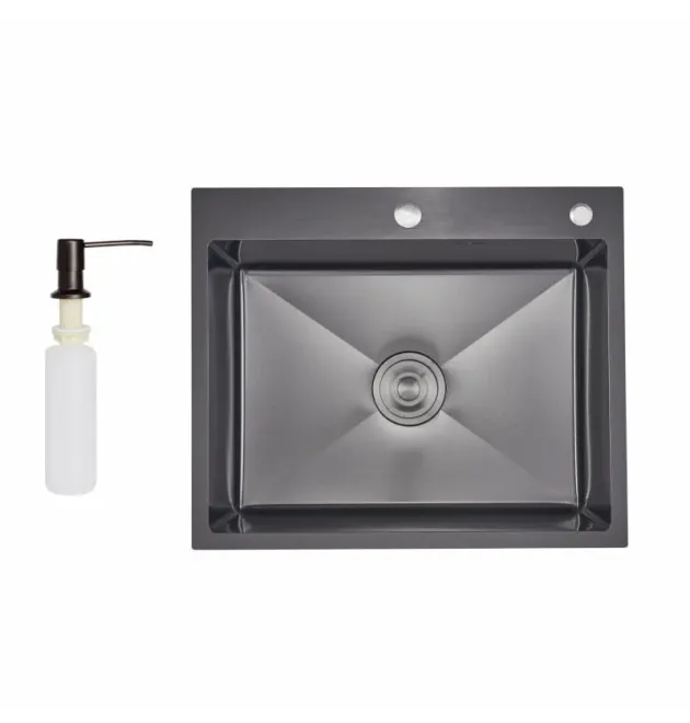 Інтегрована кухонна мийка Decor Black PVD Honeycomb Lidz Handmade H6050HB 2,5/0,5 мм фото - 1