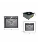 Інтегрована кухонна мийка Decor Black PVD Honeycomb Lidz Handmade H6050HB 2,5/0,5 мм фото - 2