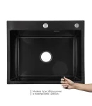 Інтегрована кухонна мийка Decor Black PVD Honeycomb Lidz Handmade H6050HB 2,5/0,5 мм фото - 3