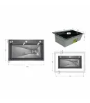 Интегрированная кухонная мойка Decor Black PVD Honeycomb Lidz Handmade H7545B 3,0/1,0 мм — фото 2