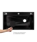 Интегрированная кухонная мойка Decor Black PVD Honeycomb Lidz Handmade H7545B 3,0/1,0 мм — фото 4