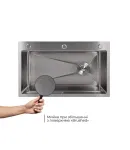 Інтегрована кухонна мийка з нержавіючої сталі Lidz Handmade H7545 Brushed Steel 3,0/1,0 мм — фото 4