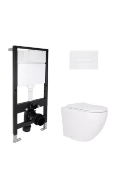 Готове рішення Qtap для ванної кімнати: підвісний унітаз Robin Ultra Quiet 520x365x365 + комплект інсталяції Standard (лінійна клавіша White)