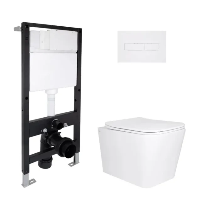 Готове рішення Qtap для ванної кімнати: підвісний унітаз Tern Ultra Quiet 525x345x360 + комплект інсталяції Standard (лінійна клавіша White) фото - 1