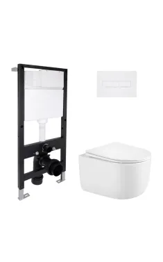 Готове рішення Qtap для ванної кімнати: підвісний унітаз Taurus Ultra Quiet 485x360x350 + комплект інсталяції Standard (лінійна клавіша White)