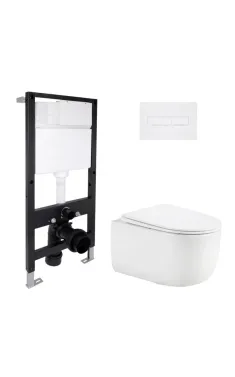 Готове рішення Qtap для ванної кімнати: підвісний унітаз Taurus Ultra Quiet 515x360x350 + комплект інсталяції Standard (лінійна клавіша White)
