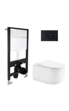 Готове рішення Qtap для ванної кімнати: підвісний унітаз Taurus Ultra Quiet 515x360x350 + комплект інсталяції Standard (лінійна клавіша Black)