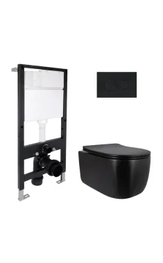 Готове рішення Qtap для ванної кімнати: підвісний унітаз Taurus Ultra Quiet 515x360x350 + комплект інсталяції Standard (кругла клавіша Black)
