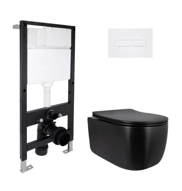 Готовое решение Qtap для ванной комнаты: подвесной унитаз Taurus Ultra Quiet 515x360x350 + комплект инсталляции Standard (линейная кнопка White) фото - 1