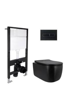 Готове рішення Qtap для ванної кімнати: підвісний унітаз Taurus Ultra Quiet 515x360x350 + комплект інсталяції Standard (лінійна клавіша Black)
