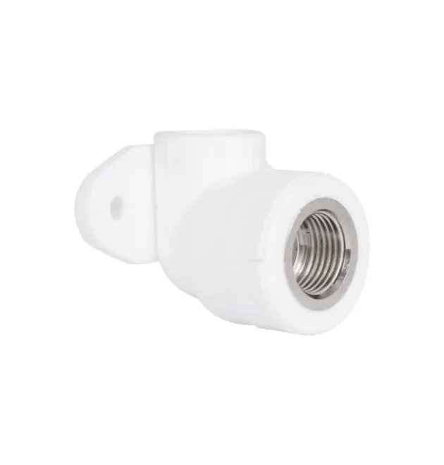 Білий настінний кутник PPR Blue Ocean 90° 20 мм × 1/2″ ВР з кріпленням