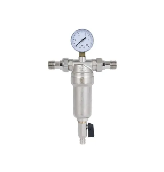 Самопромивний фільтр тонкого очищення Thermo Alliance Standart 1/2″ ЗЗ з манометром, нікельований