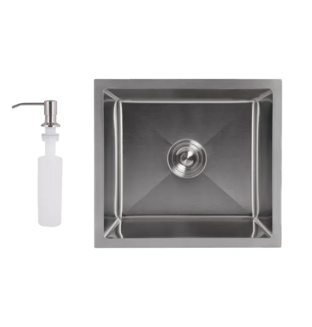 Інтегрована кухонна мийка під стільницю Lidz Handmade H4843 Brushed Steel 3,0/1,0 мм
