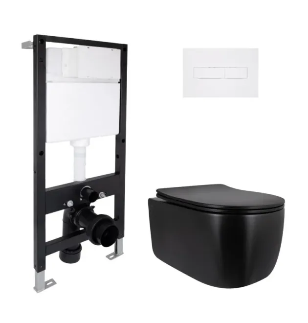 Комплект інсталяції Qtap Standard з підвісним унітазом Taurus Ultra Quiet 520×360×350, лінійна клавіша White