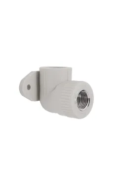 Кутник поліпропіленовий PPR 90° 25×1/2″ із внутрішньою різьбою, настінний, з кріпленням Blue Ocean