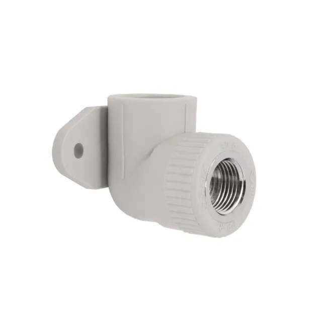 Кутник поліпропіленовий PPR 90° 25×1/2″ із внутрішньою різьбою, настінний, з кріпленням Blue Ocean