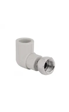 Уголок PPR Blue Ocean 90° 20 мм × 1/2″ ВР с накидной латунной гайкой для полипропиленовых труб
