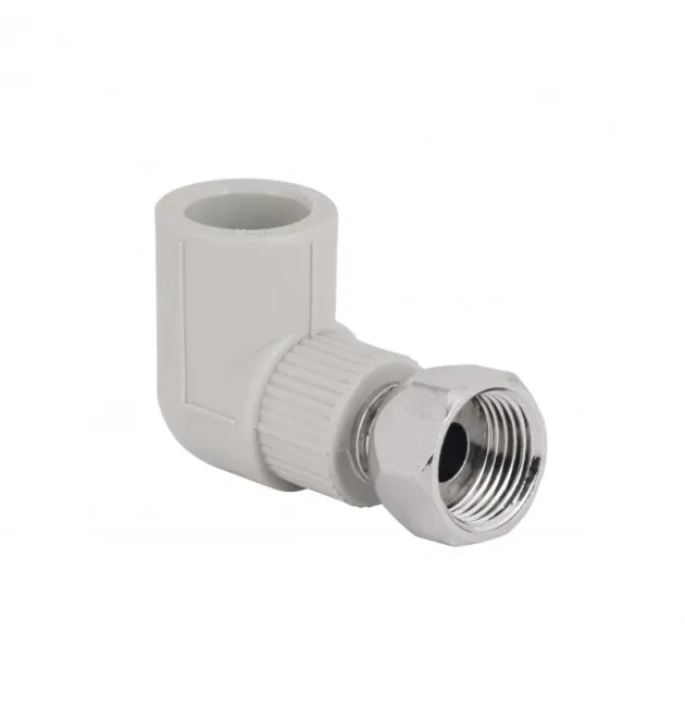 Уголок PPR Blue Ocean 90° 20 мм × 1/2″ ВР с накидной латунной гайкой для полипропиленовых труб