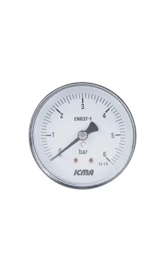Манометр ICMA серія 243, аксіальний, d63 мм, 1/4″ із заднім підключенням, 0–6 бар