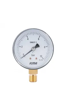Манометр ICMA серія 244, аксіальний, d63 мм, 1/4″ із нижнім підключенням, 0–10 бар