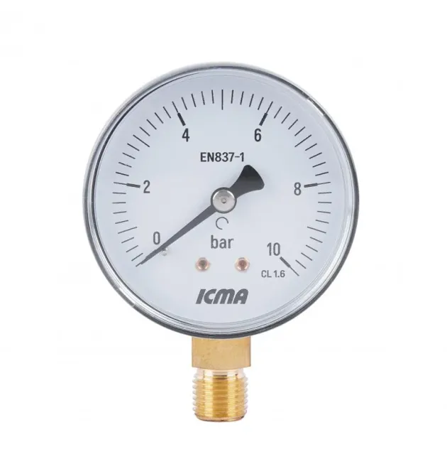 Манометр ICMA серія 244, аксіальний, d63 мм, 1/4″ із нижнім підключенням, 0–10 бар