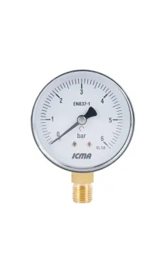 Манометр ICMA серія 244, аксіальний, d63 мм, 1/4″ із нижнім підключенням, 0–6 бар