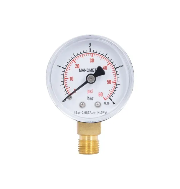 Манометр Standart d50 мм, 1/4″З, нижнє підключення, 0–4 бар, латунь Thermo Alliance