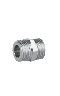 Ниппель латунный хромированный SD Forte 1/2″ x 1/2″, равнопроходный, с наружной резьбой