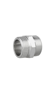 Ніпель латунний нікельований SD Forte 3/4″ x 3/4″, рівнопрохідний, із зовнішньою різьбою
