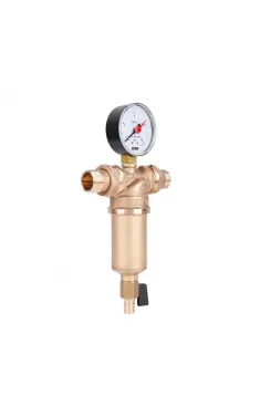 Самопромивний фільтр ICMA №751 з манометром, 3/4″ x 3/4″, для закритих систем, з накидною гайкою