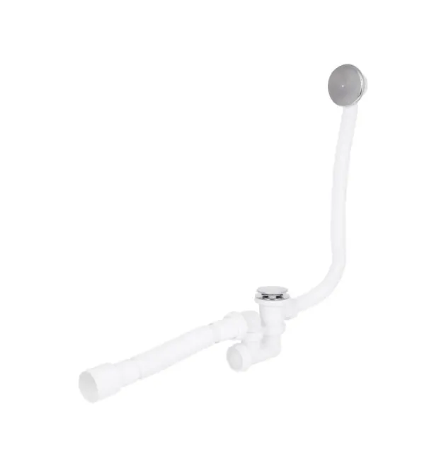 Lidz Сифон для ванны LW04, автоматический Click-Clack, выпуск 70 мм, плоский, с ревизией, выход гофры 40/50 мм