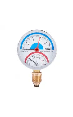 Термоманометр Thermo Alliance Standart d80 мм, 1/2″ із нижнім підключенням, 0–10 бар, 0–120 °С