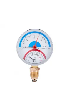 Термоманометр Thermo Alliance Standart d80 мм, 1/2″ із нижнім підключенням, 0–4 бар, 0–120 °С