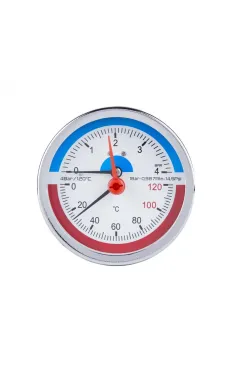 Термоманометр Thermo Alliance Standart d80 мм, 1/2″З, заднє підключення, 0–4 бар, 0–120 °C, латунь