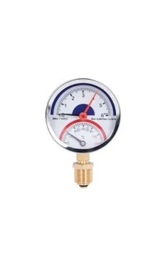 Термоманометр Thermo Alliance Standart d80 мм, 1/2″ із нижнім підключенням, 0–6 бар, 0–120 °С