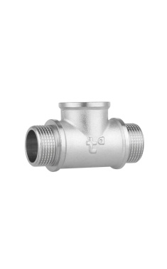 Трійник латунний SD Forte 3/4″ ВЗЗ, нікельований