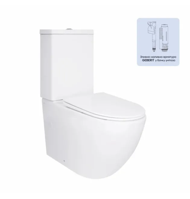 Унітаз підлоговий Jay Ultra Quiet 640x360x835 мм, White, з сидінням Slim Duroplast/ Soft-close/ Quick Release QT07222175TW